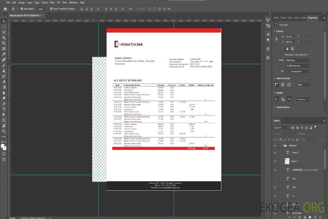 Modèle Word et PDF de relevé bancaire Cameroun Afriland First template Modèle Word et PDF de relevé bancaire Cameroun Afriland First template
